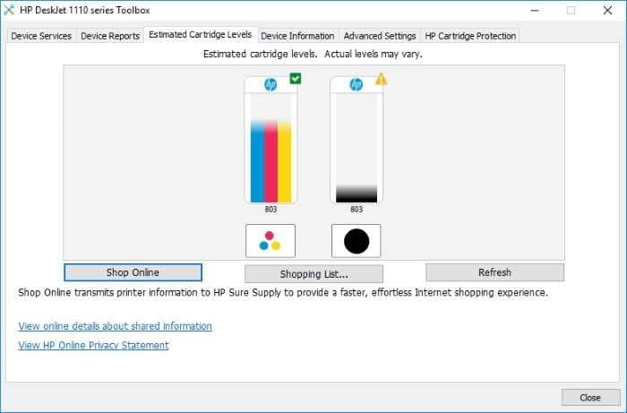 Use o HP Printer Assistant para verificar os níveis de tinta