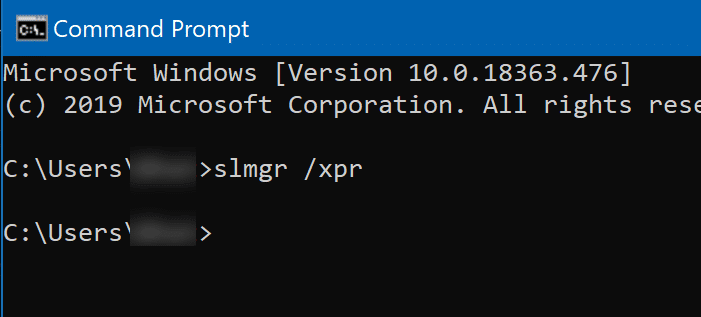 Usando o prompt de comando para verificar o status de ativação do Windows 10