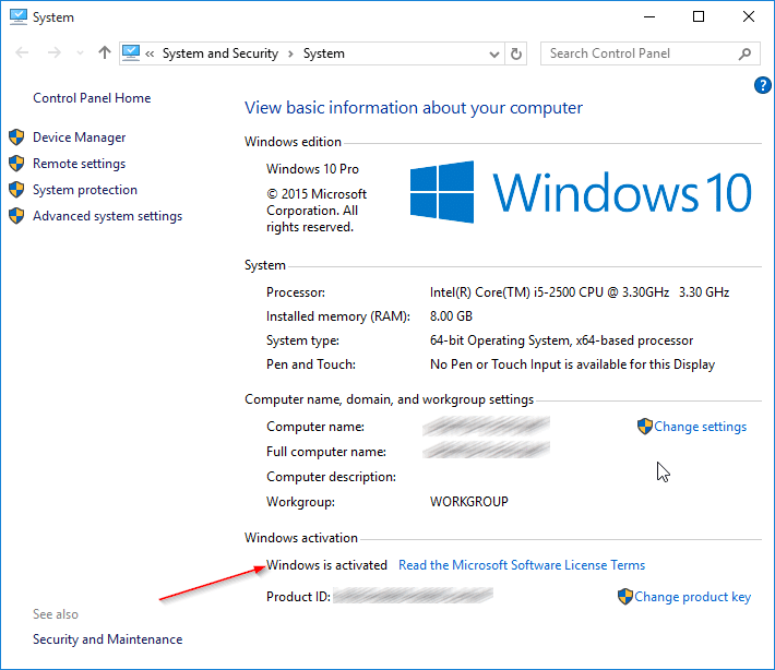 Outra maneira de verificar se o seu Windows 10 está ativado