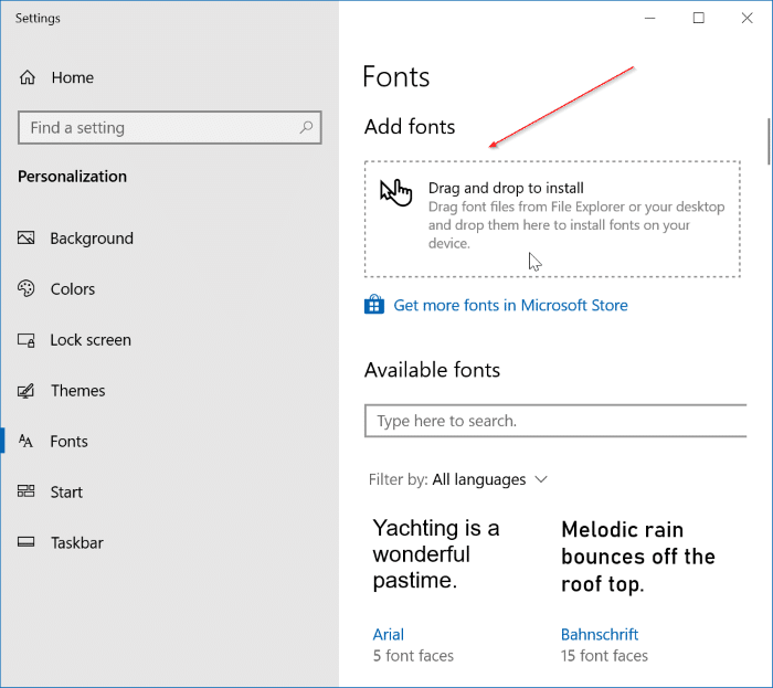 Instalar fontes de terceiros manualmente
