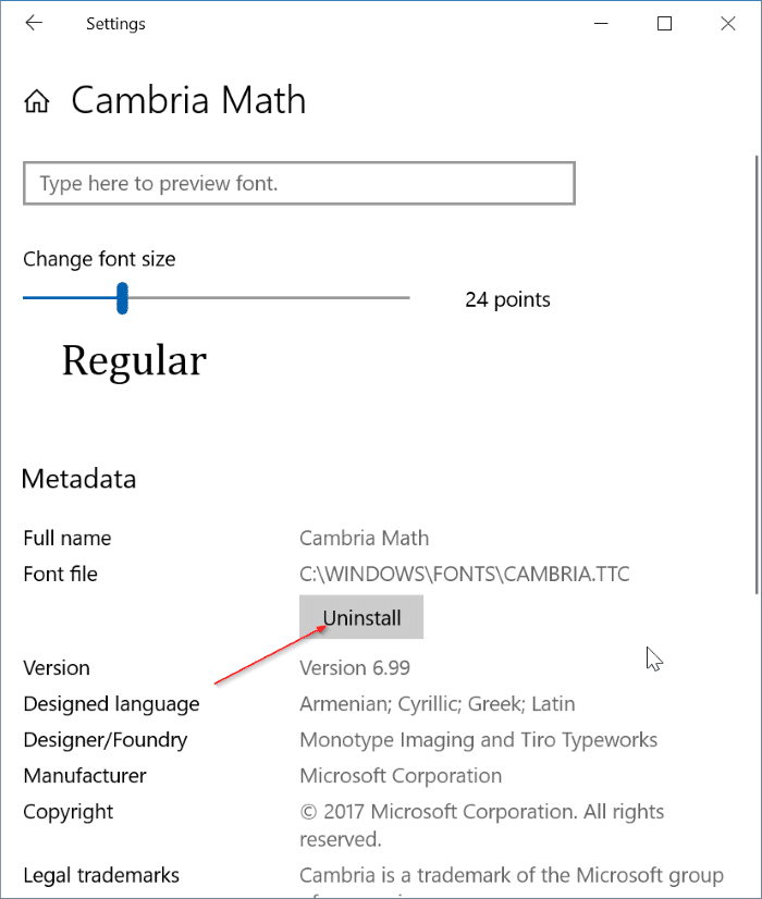 Desinstalar uma fonte no Windows 10