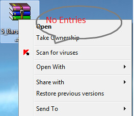 Adicionar entrada WinRAR ausente no menu de contexto do botão direito