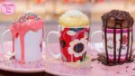 Bolo de Caneca Recheado de Microondas com Cobertura: Aprenda a Fazer 3 Deliciosos Sabores de Morango, Coco e Chocolate!
